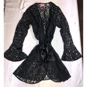 Robe Lingerie Whimsical Fairy Goth Whimsigoth Romantic Lacy Short Black Sz S